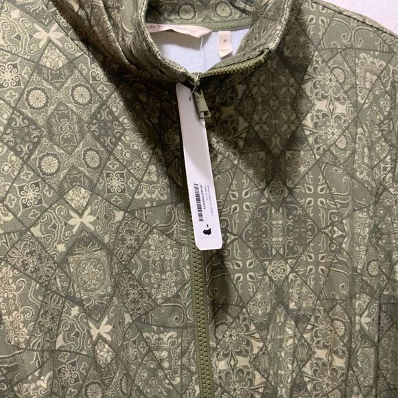 Soft Surroundings Full Zip Cardigan Jacket Green Smocked Waist Flattering medium - Picture 3 of 8